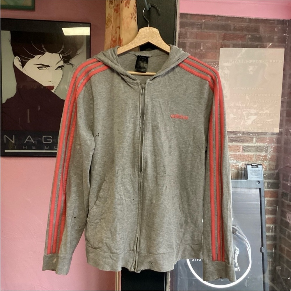 Adidas Gray and Red Women's Sweater